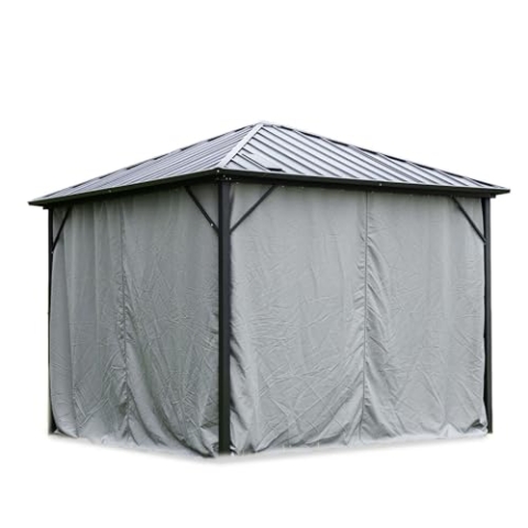 HOME DELUXE - Vorhänge LED Solar Pavillon Azur - Farbe Grau - 100% Polyester - UV Beständig