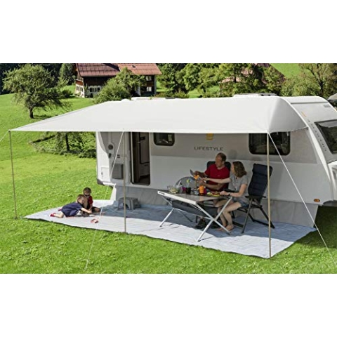 BERGER Vario Sonnenvordach 800x240 cm | Wohnwagen Sonnensegel Caravan Tarp Wasserdicht, Keder - 7 mm | Vordach Sonnenschutz mit UV 50+ Schutz Sonnendach inkl. 3 Teleskop Aufstellstangen