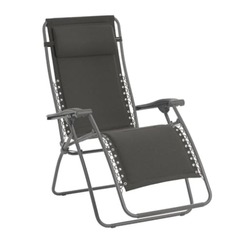 Lafuma Relax-Liegestuhl, Klappbar und verstellbar, Mit Schnürsystem, RSX, Polyester/Baumwolle, ardoise (grau), LFM2033-8549, 88x68x115 cm