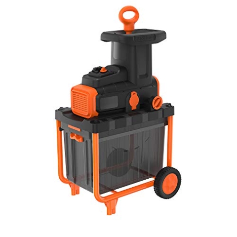 Black+Decker 2.800 Watt Elektro-Leisehäcksler (zur schnellen Zerkleinerung von Zweigen und Ästen bis 45 mm, 45l Auffangbehälter, Vorwärts-/Rückwärtslauf, robuste Räder+Standfüße) BEGAS5800 Multicolor