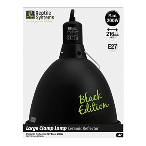 Reptile Systems Klemmleuchte mit Reflektor, Black Edition - L (Ø 216mm)