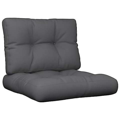 vidaXL Palettenkissen 2-TLG., Palettenpolster für Europaletten, Palettensofa Kissen Indoor Outdoor, Palettenauflage Sitzkissen Rückenkissen, Anthrazit Stoff