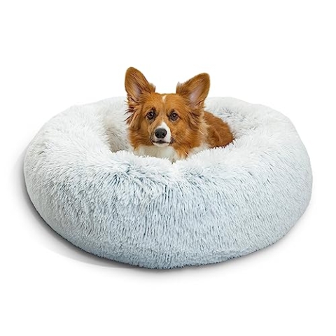 Best Friends by Sheri The Original Calming Donut - Beruhigendes Haustierbett - maschinenwaschbarer Reißverschluss-Bezug - Frostgrau - 76 x 76 cm - M