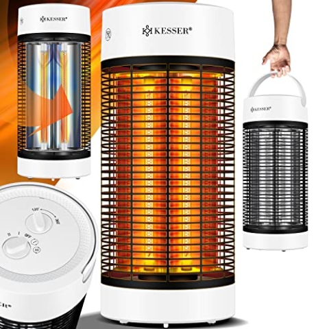 KESSER® Standheizstrahler Infrarotheizung, Heizstrahler Energieeffiziente Heizung 1200 Watt Innenraum mit 360° Oszillation, Infrarotheizung Standgerät, Elektroheizung mit IP55, Terrassen-Heizstrahler