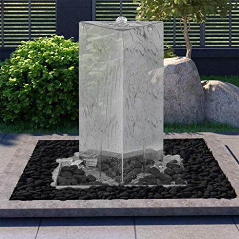 vidaXL Gartenbrunnen mit Pumpe Säulenbrunnen Springbrunnen Garten Deko Brunnen Zierbrunnen Wasserspiel Edelstahl 76cm Dreieckig IPX8