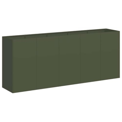 vidaXL Pflanzkübel Olivgrün 200x40x80 cm Kaltgewalzter Stahl, Pflanzschale, Garten-Garten-Pflanzkübel, Outdoor-Pflanzgefäß, Hochbeet, Pflanzgefäß