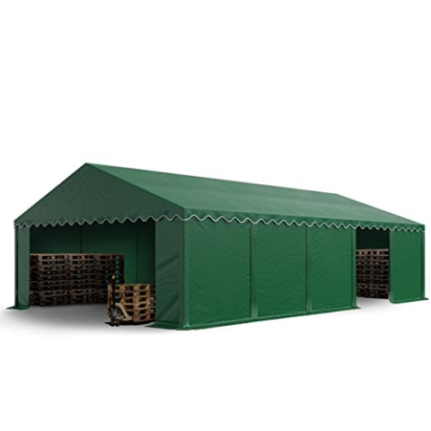 TOOLPORT Lagerzelt 5x10 m Zelthalle Unterstand Weidezelt PVC Plane 700 N wasserdicht in dunkelgrün