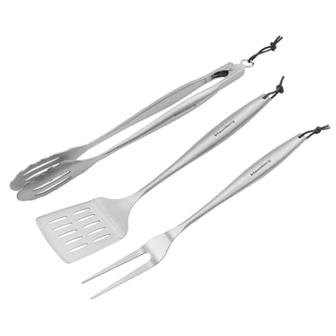 Grillbesteck-Set, 3-teilig, Grillwerkzeuge, BBQ Besteckset, Grillzubehör Set KLAUSBERG KB-7900