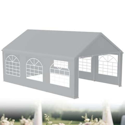 XMTECH Partyzelt Pavillon 4x6 m wasserdicht UV-Schutz 50+ mit herausnehmbaren Seitenteilen, Gartenpavillon Hochzeitszelt 24m² mit PE-Plane, stabil & wetterfest – Grau