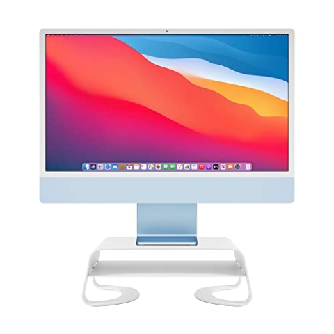 Twelve South Curve Riser Monitorständer | Ergonomischer Desktop-Ständer mit Ablagefach für iMac und Displays, Mattweiß
