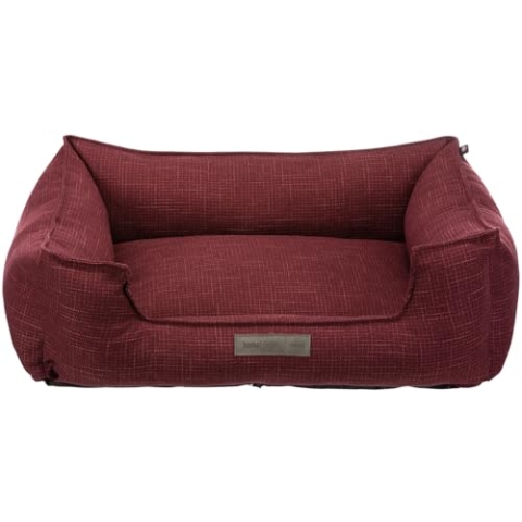 TRIXIE Hundebett Talis 80 × 60 cm in beere - elegantes Hundebett aus gemütlichem Webstoff - Hundekorb für mittelgroße Hunde - rutschfest und waschbar - 37588