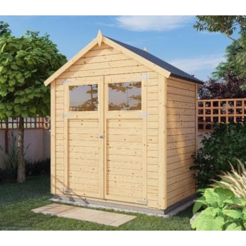 Alpholz Gerätehaus Alisha aus Fichten-Holz, Gartenhaus mit 14mm Wandstärke, Holzhaus inklusive Montagematerial, Geräteschuppen Größe: 202 x 131 cm, Satteldach