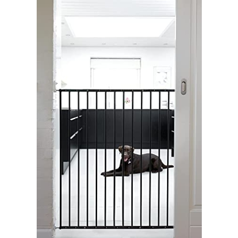 BabyDan 57416-2600-06 Ausziehbares Tor für Haustiere und Kinder, schwarz, Breite 62,5 - 106,8 cm