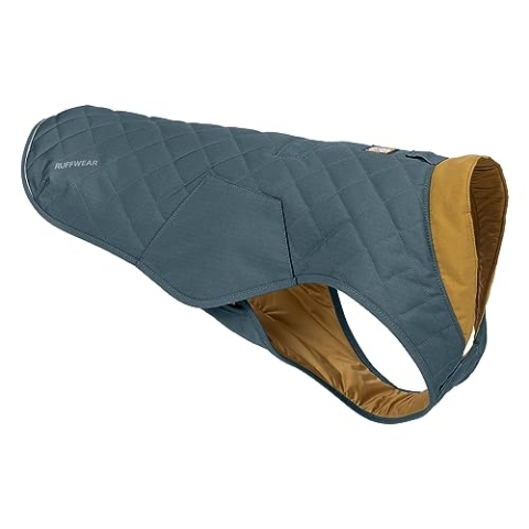 RUFFWEAR Stumptown Quilted Dog Jacket, Extra Small Dog Coat with Harness Portal, Stylish Premium Quality Dog Vest for Pet Dog Walking, Cosy & Abrasion Resistant Dog Coat, XS, Orion Blue