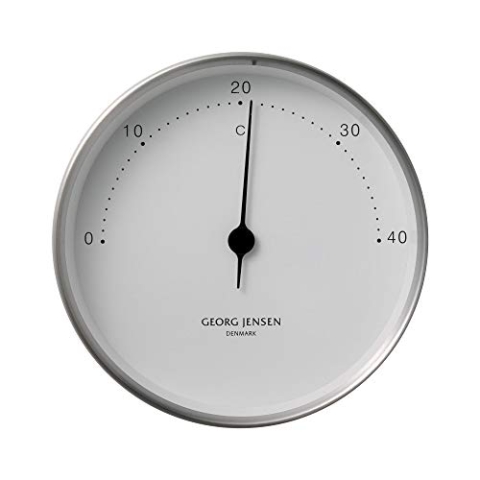 Georg Jensen Koppel Thermometer 10 cm, Edelstahl mit weißem Ziffernblatt