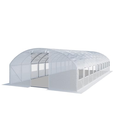TOOLPORT Foliengewächshaus Gewächshaus 4x10m stabil & langlebig mit Fenster - reißfeste PE Plane 180g/m² weiß transparent