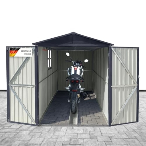 Albatros Premium Motorradgarage – verzinktes Metall in Anthrazit (RAL 7016)| 169x308x191cm | Motorrad Unterstellplatz | wetterfester Motorrad Bike Garage, abschließbar