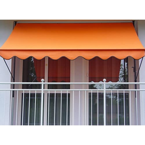 Angerer Freizeitmöbel GmbH Klemmmarkise Standard - Markise für Sonnenschutz - Montage ohne Bohren und Dübeln - ideale Balkonmarkise für Mietwohnungen (Orange, 300 cm)