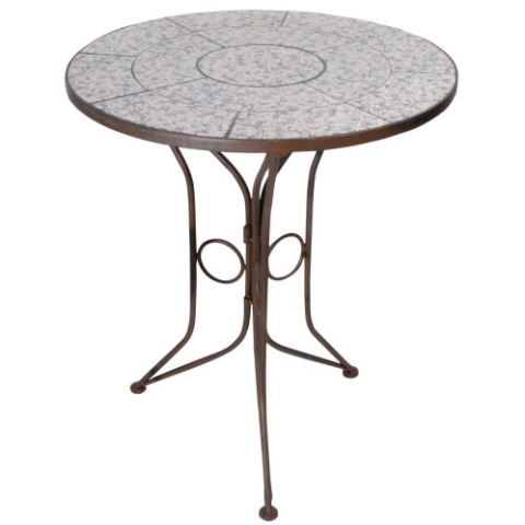 Esschert Design Aged Ceramic Tisch, weiß/blau, 60x60x69.5 cm, AC91