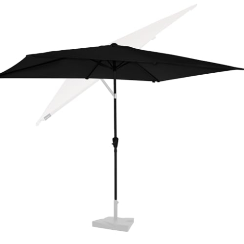 VONROC Sonnenschirm rechteckig 200x300 - Rechteckiger Sonnenschirm für Terasse, Garten, Balkon, Gastro - Knickbar, Kurbel, Wetterfest - Rapallo (Schwarz)