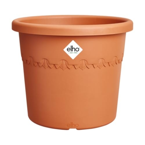 elho Algarve Cilindro Wheels 58cm – Großer Blumentopf für den Außenbereich – Pflanzgefäße – 100% recycelter Kunststoff - Braun/Terra
