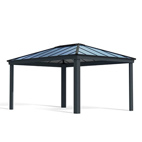 Palram Dallas 4900 Gartenpavillon 3x4.9 : Höchst Widerstandsfähig, Hardtop Pavillon. Robuste Konstruktion aus Aluminium mit isoliertem Dach aus Polycarbonat. Ideal als freistehende Überdachung.
