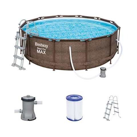 Bestway Steel Pro Max Framepool-Set, rund, mit Filterpumpe & Sicherheitsleiter 366 x 100 cm