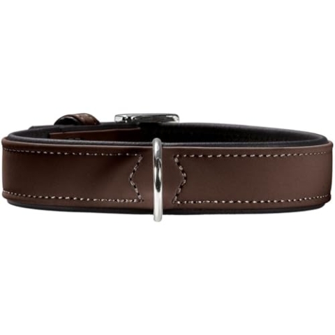 HUNTER SOFTIE Hundehalsband, Kunstleder, samtig, pflegeleicht, 50 (S-M), braun