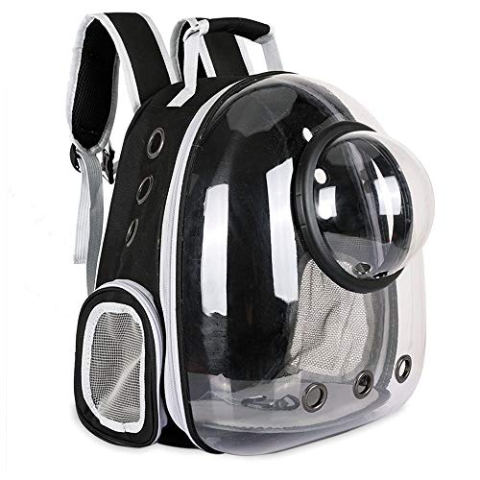 Sipobuy Pet Raum Kapsel Rucksack, Kleine Medium Katze Welpen Hund Träger, Transparent Atmungsaktive Wärme Proof, Pet Träger Für Reise Wandern Zu Fuß Camping (Black)