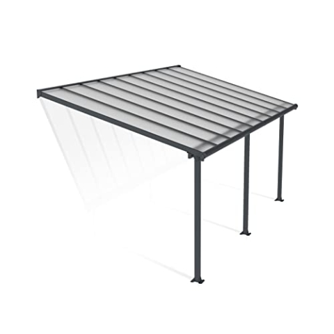 Canopia by Palram Terrassenüberdachung Alu Olympia 3X5.46 Polycarbonat Hohlkammerplatten Pergola 546 x 295 cm Grau zur Überdachung ihrer Terrasse