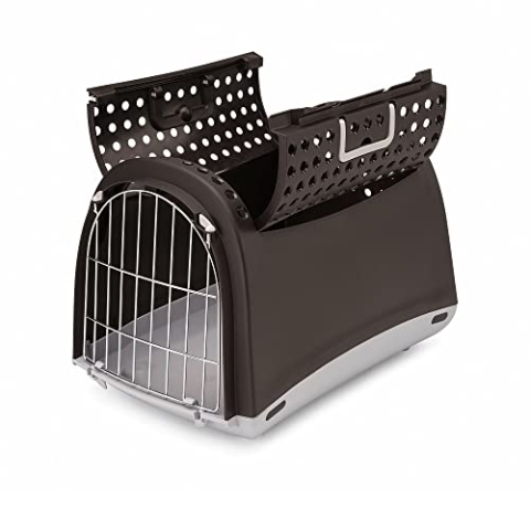 Tiendanimal Transportkäfig, einzigartiges Design, mit Tür Oben, Schwarz