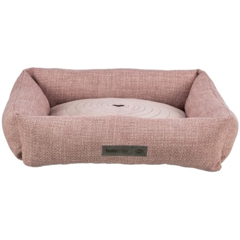 TRIXIE Hundebett Viviana 100x70 cm in Altrosa – eckiges Kuschelbett mit weichem Samtbezug, Hundekorb für große Hunde,fest integriertes Kissen, Rutschfester Boden - weich & waschbar - 37545