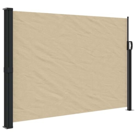 vidaXL Seitenmarkise, Sichtschutz Ausziehbar, Windschutz Sonnenschutz für Garten Balkon Terrasse, Seitenrollo Seitenwandmarkise, Beige 140x600cm