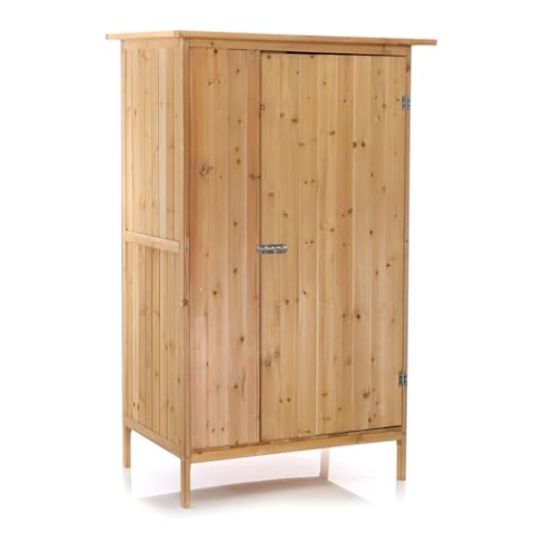 Wiltec Gartenhaus mit 1 Tür in Naturfarbe Holz 92 x 57 x 154cm Gerätehaus für den Garten Geräteschuppen Gartenschrank Geräteschrank