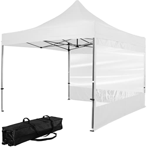 INSTENT Alu-Pavillon 3 x 3 m Pro wasserdicht UV Schutz 50+, weiß mit 2 Seitenteilen