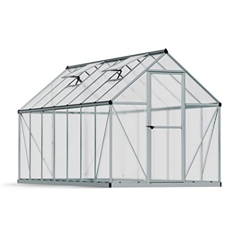 Canopia by Palram Gewächshaus klein Mythos 6x14 Treibhaus 426x185 cm Aluminium Silber Tomatenhaus Polycarbonatplatten UV-beständig