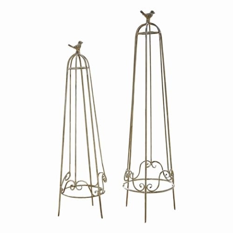 Loberon Rankhilfe 2er Set Orianne, authentische Antik-Optik, äußerst stabil, Ranksäule, Gartenzubehör, Gartendekoration, Outdoor, Eisen, antikbeige
