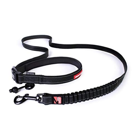EzyDog Jogging Hundeleine für Mittelgroße und Große Hunde - Joggingleine Road Runner 210cm - Leine zum Joggen mit Hund, Reflektierende, Elastische mit Bungee Ruckdämpfer (25mm, Schwarz)
