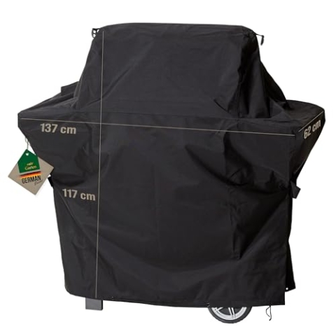 Mehr Garten Grillabdeckung wetterfest Trapezform, 137x62x117 cm, schwarz, Oxford 600D Gewebe, Gasgrill Abdeckung wasserdicht und UV-beständig, Grill Abdeckhaube