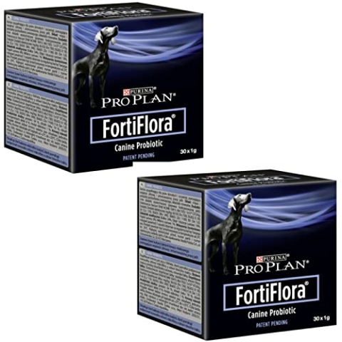 PRO PLAN PURINA FORTI Flora Hund | Doppelpack | 2 x 30 x 1 g | Ergänzungsfuttermittel für ausgewachsene Hunde und Welpen | Kann die Gesundheit und Balance des Darms unterstützen