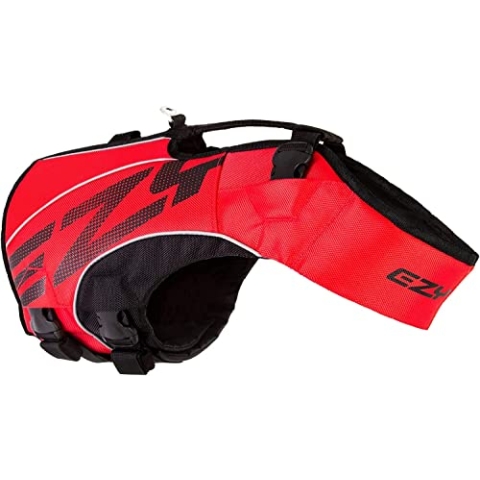 EzyDog Premium Schwimmweste Hund, DFD X2 Hundeschwimmweste, Schwimmwesten für Kleine, Mittelgroße und Große Hunde, Rettungsweste mit Griff (2XS, Rot)