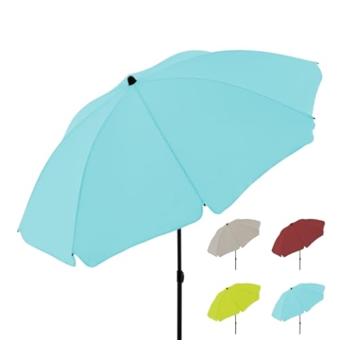 derby Sonnenschirm 196 cm n hellblau – Strandschirm mit Mittelmast für Balkon, Garten & Strand – UV-Schutz, windstabil, tragbar