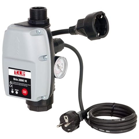 T.I.P. Elektronische Pumpensteuerung - Druckschalter (für Tauchdruck-, Tiefbrunnen-, Zisternen- und Gartenpumpen ab 1,5 Bar, Max.Flüssigkeitstemp. 55°C, Betriebsdruck Max. 10,0 Bar) BRIO 2000 M, 30241