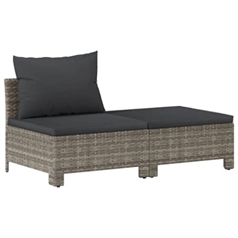 vidaXL Gartenmöbel 2-TLG. mit Kissen Lounge Sofa Sitzgruppe Gartenset Rattanmöbel Sitzgarnitur Gartensofa Garnitur Grau Poly Rattan
