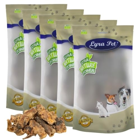Lyra Pet® 5 kg Ochsenziemer Abschnitte 4-12 cm | Naturbelassener Kausnack zahnpflegend | Proteinhaltiges Leckerli für alle Hunde | Verträglicher & nährstoffreicher Kauartikel | Getrocknet