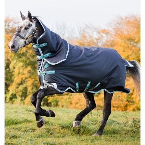Horseware Amigo Bravo 12 Plus medium mit Halsteil Navy/Aqua Gr. wählbar (145)