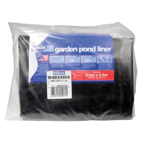 HOZELOCK - Teichfolie Größe L (4,5m x 4m): Ideal für große Teich- und Koi-Pools, robust und langlebig [3463T0155], Schwarz