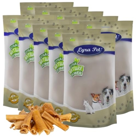 Lyra Pet® 10 kg Rinderkopfhaut Abschnitte 1-7 cm | Naturbelassener Kausnack zahnreinigend | Proteinreiches Leckerli für Hunde | Langanhaltender Kauspaß | Fettarm & leicht verdauliches Hundefutter