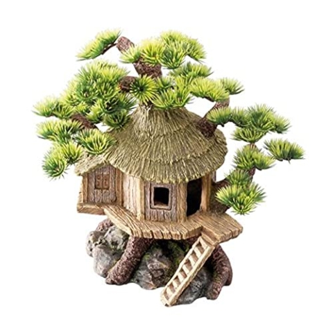 Europet Bernina Bonsai-Haus 20x15.5x20 cm, Aquarium-Dekoration, Polyresin, grün, braun, beige, oder grau