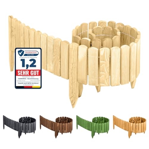 Garronda Beeteinfassung Holz Rollzaun Holzzaun 200 x 40 cm imprägniert Flexibler Rollborder Rasenkante Palisade Gartenzaun Umzäunung für Garten GD-0046 (Natural, Nicht imprägniert, Höhe: 40 cm)